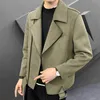 Men's Wool Blends autumn winter men's fashion business self-cultivation leather fleece tailored woolen coat men casual solid color jacket 231109