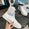 2024-designar sneakers hjul renylon lyxskor män kvinnor sneakers nylon sko påse läder foder bomull snöre stövel kausal sko storlek35-44