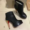 Mulheres botas de salto alto vermelho calcanhar bottoms couro genuíno dedo do pé redondo senhoras vestido sapatos elegante sexy inverno feminino botas chelsea com saco de pó 35-43