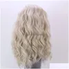 24 Natural Wavy Wig Women Lady Golden Blonde Curly Lace Front Synthetic Hair Drop Delivery Dhn3V