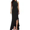 Vestidos casuais 2023 moda feminina vestido alto pescoço split fit dança noite sem mangas saia longa beleza presente meninas roupas