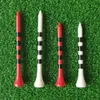 100pcs/bag Bamboo Golf Tees Striped Golf Ball Holder White Red with Black Stripe Mark Scale 70mm 83mmゴルフアクセサリー2サイズ新しいマルチカラーゴルフボールティー