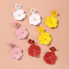 Fashion Vintage Flower Dangle Earrings Women's Floral Pendant Earring Colorful Drops Earrings Female Jewelry Accessories