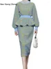 Arbetsklänningar Kvinnors kjol kostym våren Autnumn2023 Fashion Casual Plaid Button Urban Commuter Style Elegant British