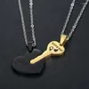 Pendant Necklaces Fashionable Minimalist Romantic Couple Necklace Creative Heart Shaped Key Stainless Steel Men's And Women's Jewelry