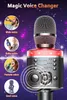 Microphones Microphone karaoké Bluetooth micro sans fil avec son magique lumière LED Machine de chant Portable pour la maison KTV fête AdultKid cadeau 231109