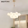 Żyrandole Botimi w kształcie księżyca światła żyrandola z okrągłymi abażurami do salonu LED wiszące lampa lampa do sypialni drut LUSTRES
