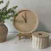 壁時計Ins日本語スタイルのrattan clock woodラウンドデジタル装飾寝室の飾り飾るホームシンプルホームステイオフィスmu e3i4