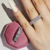 Tiffanyhsqwedding Yüzükler Sonsuzluk Asscher Cut Lab Diamond Ring Beyaz Altın Dolgulu Nişan Düğün Bandı Halkalar Erkekler Parti Partisi Mücevher Hediye