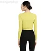 Desginer Aloo Yoga Tops Originautumn Dress Women's Long Sleeve T-shirt Rund hals Slim Fit Short Open Navel T-shirt Sports Top