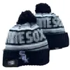 Casquettes pour hommes White Sox Beanies CHICAGO Hats Toutes les 32 équipes tricotées à revers Pom rayé Sideline laine chaude USA College Sport Knit Hat Hockey Beanie Cap pour femmes A3