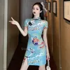 Etnische kleding vrouwen retro elegante Chinese stijl hanfu sexy qipao meisje print traditionele cheongsam vintage qi pao bruiloft nachtclub feest