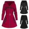 Kvinnor S Trench Coat Long Hoodies Coat Autumn Winter Sleeve Gothic Punk Print Warm Jacket Female Streetwear Zipper Sweatshirt Jakets 231110