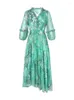 Work Dresses Silk V-neck High-end Skirt Mid Length Spring/Summer Women's 2023 Printing Temperament Mulberry A-line Dress Female