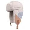 Bérets HT4312 Chapeau Russe Épais Chaud Hiver Pour Hommes Femmes Patchwork Casquette De Fourrure Mâle Femelle Bomber Neige Ski Earflap