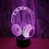 Led Rave Toy 3D DJ Headphone Headset Night Light Led Touch Switch Decor Table Desk Optical Illusion Lamps for Kids Toy Love Birthday Gifts 231109