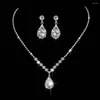 Ketting Oorbellen Set Mode Luxe Zirconia Engel Teardrop Waterdruppelvormige Geschenken Voor Vrouwen Sieraden Accessoires