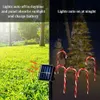 Garden Decorations Solar Christmas Candy Cane Lights Outdoor Waterproof Christmas Day Light Pathway Marker Candy Lights Garden Passage Decoration 231109