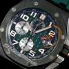 APF 44 mm 26405CE A3126 automatische chronograaf herenhorloge zwart groen keramische getextureerde wijzerplaat rubberen band exclusieve technologie superversie Puretimewatch D4
