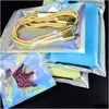 Packing Bags Wholesale Clear Holographic Laser K Bag Cosmetic Packaging Self Sealing Gift Jewelry Thick Aluminum Foil Zip Lock Drop Dhk76