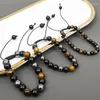 Strand Obsidian Stone Hematite Tiger Eye Bead Armband Viktminskningsarmband Handgjort Justerbart rep Slantenergi smycken