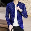 Herrdräkter koreansk version kostym jacka smal passform 1 stycke mönster blazer bröllop brudgummen prom bankett bär vårens höstrock för manlig