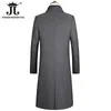 Men's Wool Blends Autumn and Winter Boutique Woolen Black Gray Classic Solid Color Thick Warm Men's Extra Long Wool Trench Coat Male Jacket 231109