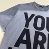 Men's T-Shirts Heavy Duty Vintage Wash Grey High Order Letter Printed Round Neck Short Sleeve T-shirt 230410