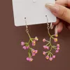 Dangle Earrings U-Magical Japanese Purple Rice String Bead Flower Earings For Women Hyperbole Handmade Resin Tassel Jewelry