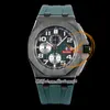 APF 44 mm 26405CE A3126 automatische chronograaf herenhorloge zwart groen keramische getextureerde wijzerplaat rubberen band exclusieve technologie superversie Puretimewatch D4