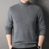 Herrtröjor makrose män kashmir tröja ull elasticitet avslappnad pullover bomull långärmad Turtleneck Unik axeldesign