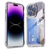 Transparenter Kartenhalter 2 in 1 TPU-Acryl-Hülle für iPhone 15 14 Pro Max Plus 13 12 11 Samsung S20 S23 Ultra S24 Hybrid-Kartensteckplatz-Wallet-Hüllen Anti-Drop Clear Cover