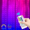 Autres fournitures de fête d'événement Musique Rideau de fenêtre coloré LED Chaîne de lumière Bluetooth Année Festoon USB Fairy Lights Chambre Décoration de Noël Guirlande 231109