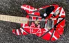 Non Relic Edward Eddie Van Halen Franken Black White Stripe Red Gloss Guitare électrique Manche en érable Touche Floyd Rose Tremolo Whammy Bar Écrou de verrouillage