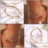 Anklets Summer Boho Moon Star Anklet For Women Gold Mtilayer Crystal Ankle Bracelet Foot Chain Leg Beach Aessories Jewelry Drop Deliv Dh0U5