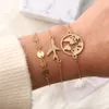 Armbänder für Frauen Kette Gold Farbe Karte Flugzeug Form Armband Elegant Link Modeschmuck für Damen Sommer Strand Großhandel