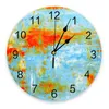 Duvar Saatleri Yağlı Boya Özet Geometrik Sarı Saat Modern Tasarım Ev Dekorasyon Oturma Odası Sanatı için Saat