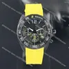 Orologi da polso 2023 Cronografo al quarzo Orologio da uomo quadrante nero cinturino in caucciù giallo Relógios Masculino
