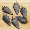 Pendant Necklaces Natural Black Gallstone Hematite Arrow Shaped Hand Woven Necklace Fashion Charm Jewelry Accessories Gift Wholesale 10Pcs