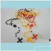 Beaded Necklaces Pendants Catholic Plastic Rosary Religious Jewelry Jesus Cross Crucifix Pendant Night Lumious Necklace Drop Delivery Dh9Ra