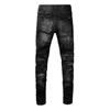 American Style High Street Hot Drill Letter Brev Black Jeans 8823
