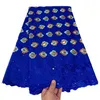 Nigeriansk kvinnlig klänning Swiss Voile Spets Rhinestones Torra tyg Bomullsduk 5 meter Sy Craft Wedding Party Floral African Women Evening Textile On Sale KY-3246