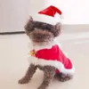 Vêtements pour chiens ATUBAN Costume de Noël pour animaux de compagnie Chat Santa Outfit Petit chien Chapeau de Noël avec manteau Ensemble Cat Année Vêtements Cosplay Fournitures Head Wear 231110