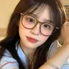 Fashion Simple Large Frame Plain Glasses For Bare Face Cold Brown Korean Anti Blue