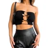 Kvinnors tankar Kvinnor Sexig Tube Tank Tops Club Crop Top Female Summer Hollow Out Bandage Wrap Chest Solid Color Punk