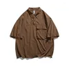 Mäns avslappnade skjortor sommarmän utomhus snabb torr lös kort ärm pullover cityboy japan harajuku streetwear vintage skjorta