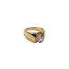 Bagues de cluster Solitaire pour femmes en acier inoxydable couleur or bague de mariage de luxe