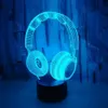 Led Rave Toy 3D DJ Headphone Headset Night Light Led Touch Switch Decor Table Desk Optical Illusion Lamps for Kids Toy Love Birthday Gifts 231109