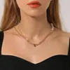 Anhänger Halsketten 2023 Vintage Boho Mode Gold Farbe Kristall Stern Faux Perle Geometrie Halskette Für Frauen Einfache Kette Choker Schmuck geschenk