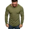 Hommes t-shirts 2023 automne hiver Simple couleur unie lâche élastique hommes pull mode pli à manches longues veste décontractée